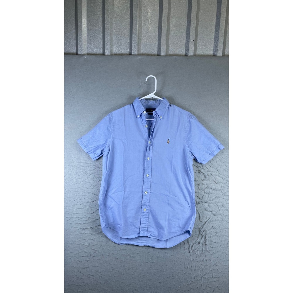 Ralph Lauren Button Down Shirt Mens Small Blue Excellent Short Sleeve Chambray